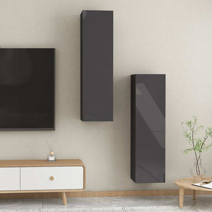 TV-Schränke, Hochglanz-Grau, 2er Set