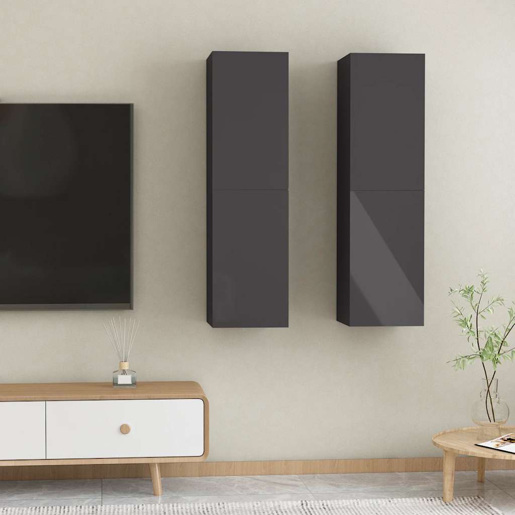 TV-Schränke, Hochglanz-Grau, 2er Set