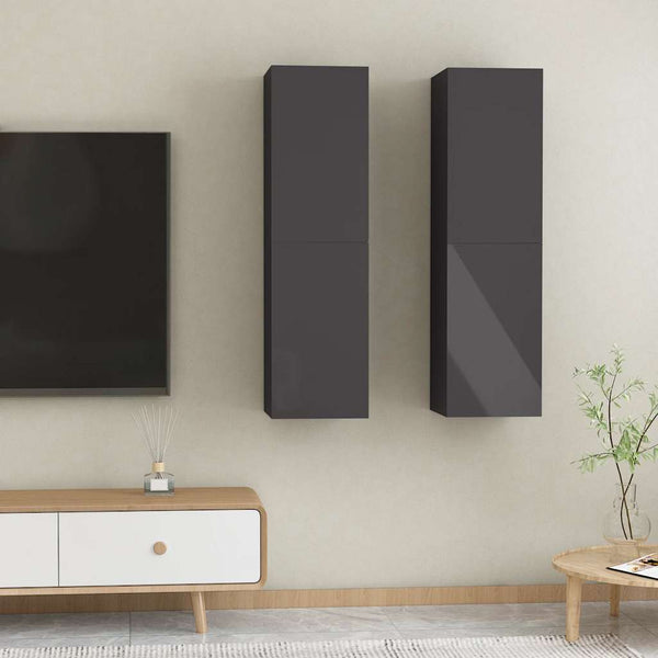 TV-Schränke, Hochglanz-Grau, 2er Set