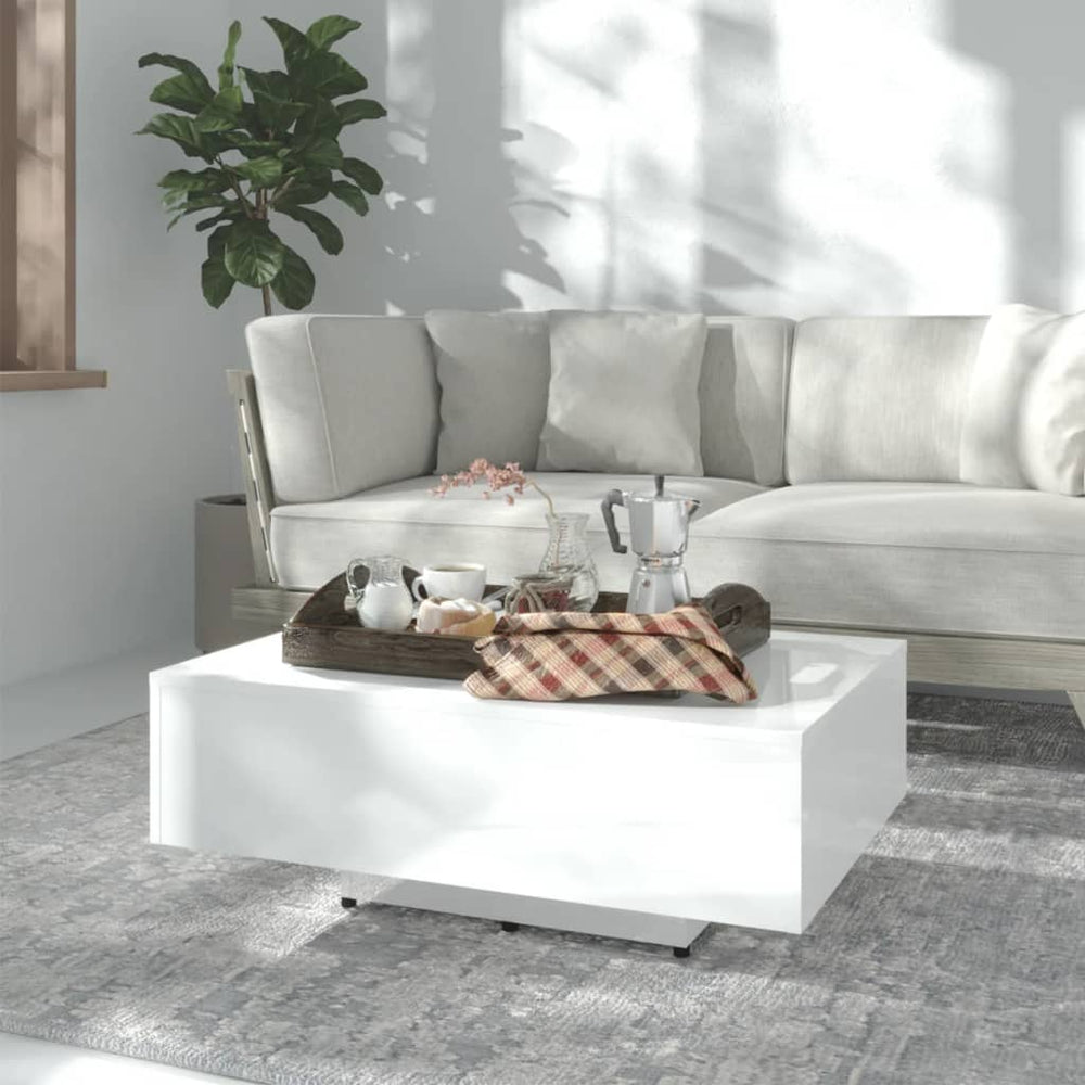 Couchtisch Hochglanz Weiß 85x55 cm