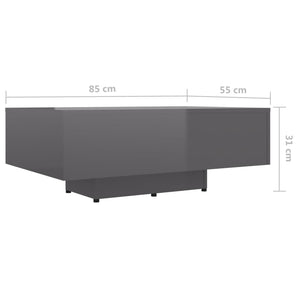 Couchtisch Hochglanz Grau 85x55 cm