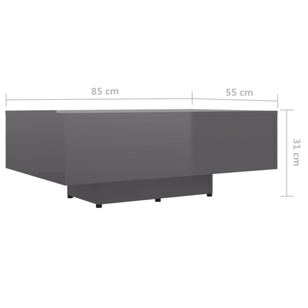 Couchtisch Hochglanz Grau 85x55 cm