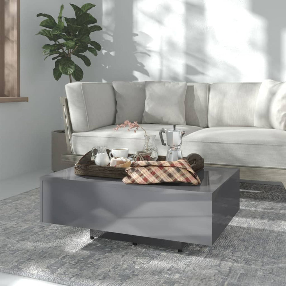 Couchtisch Hochglanz Grau 85x55 cm