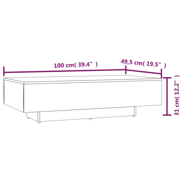 Grauer Couchtisch 100x49,5 cm