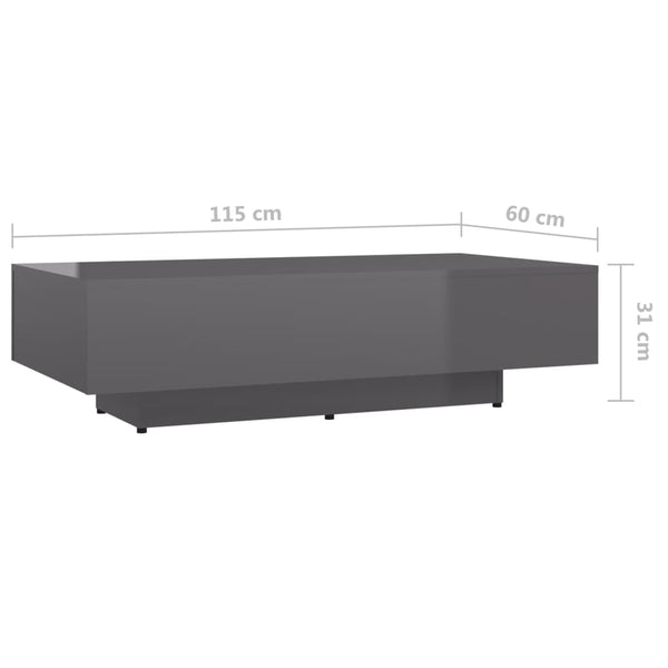 Hochglanz Couchtisch Grau 115x60 cm