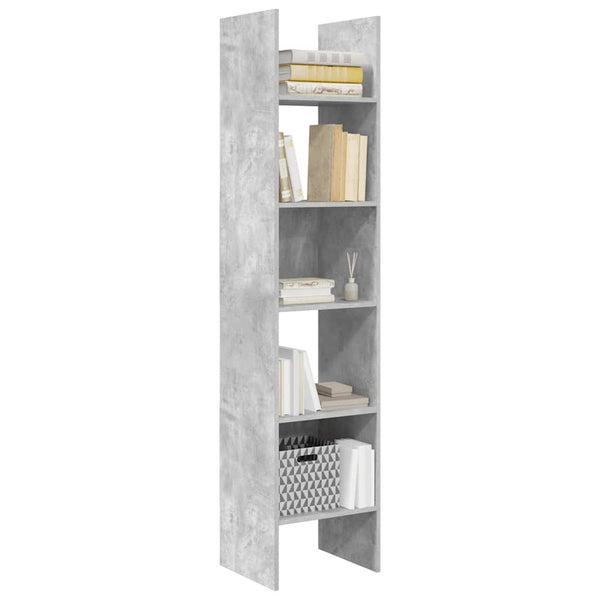 Betongraues Bücherregal, 180 cm hoch