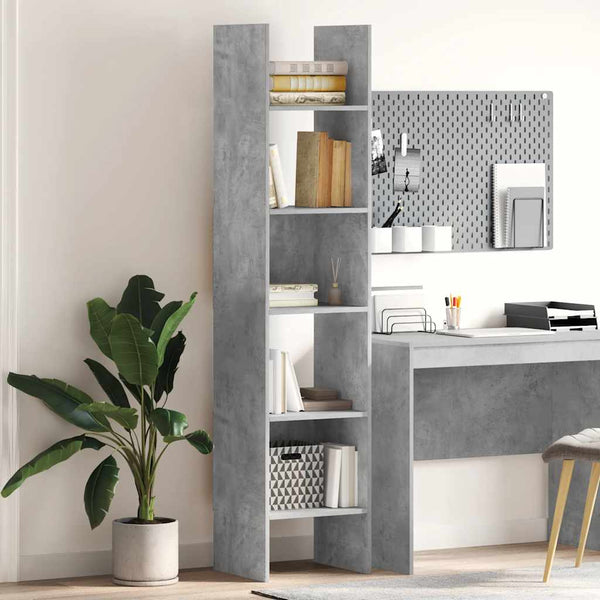Betongraues Bücherregal, 180 cm hoch