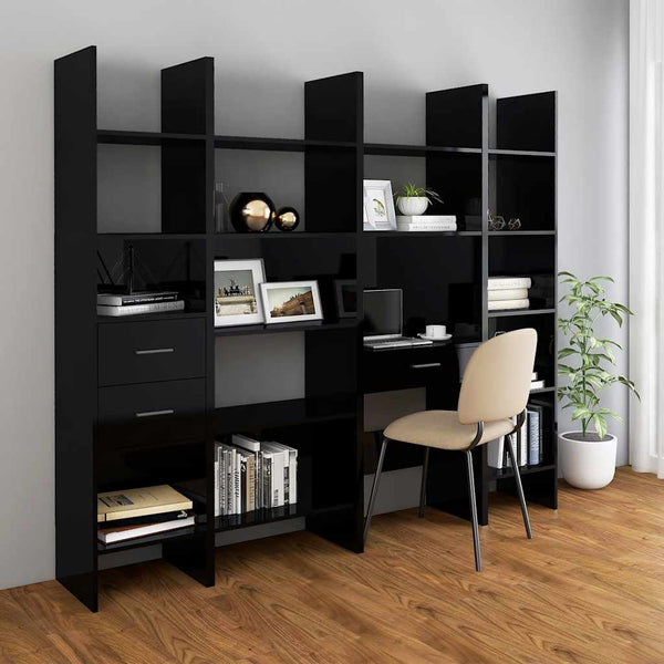 Hochglanz Bücherregal Schwarz 180cm