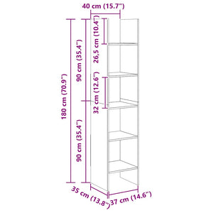Hochglanz Bücherregal Schwarz 180cm