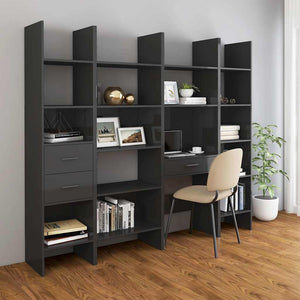 Hochglanz Bücherregal Grau 180cm