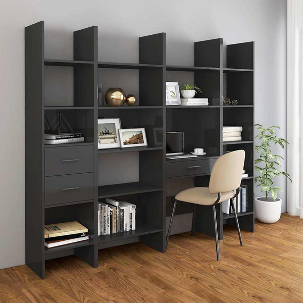 Hochglanz Bücherregal Grau 180cm