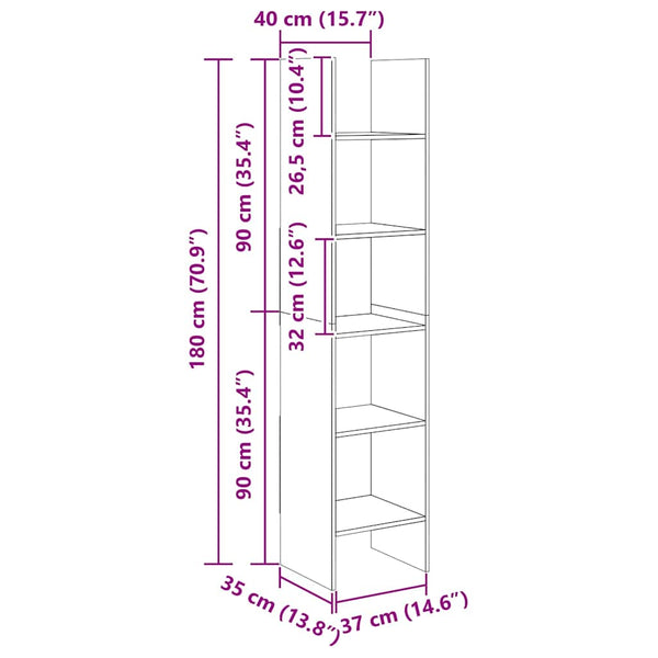 Hochglanz Bücherregal Grau 180cm