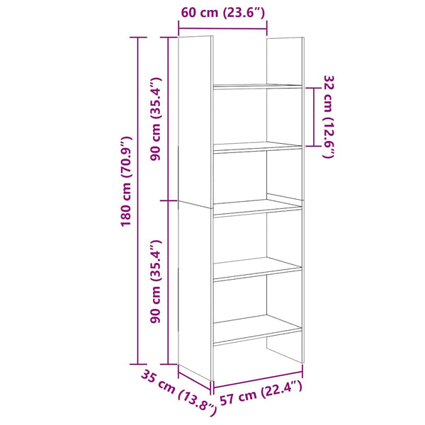 Bücherregal Sonoma Eiche 60x35x180 cm