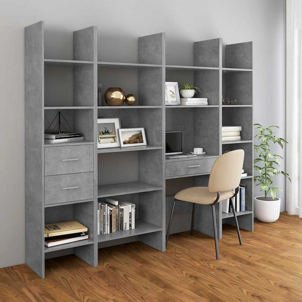 Betongraues Bücherregal 60x35x180 cm