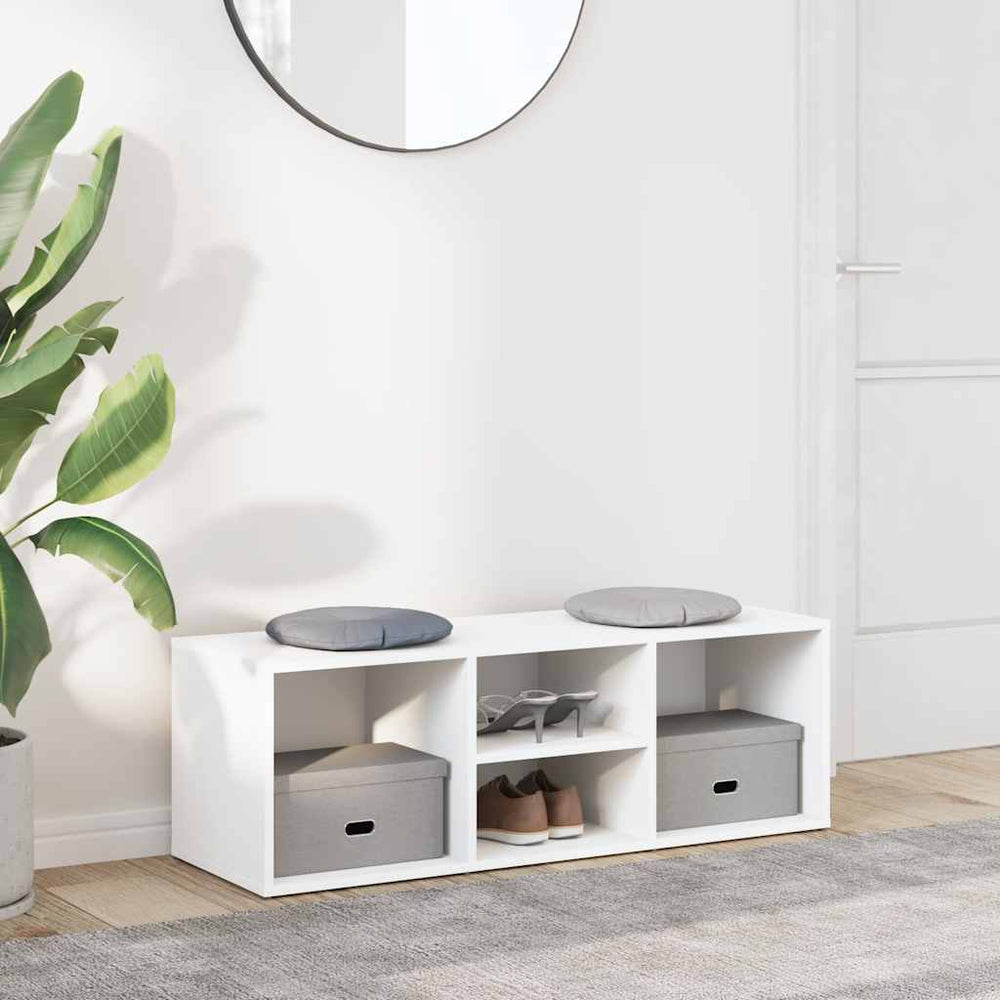 Schuhbank Weiß 105 cm mit 4 Fächern
