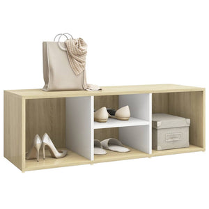 Schuhbank Weiß/Sonoma-Eiche, 105 cm