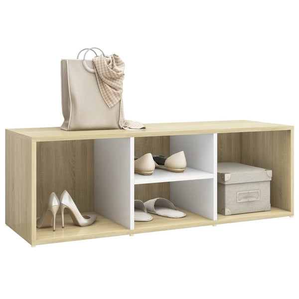 Schuhbank Weiß/Sonoma-Eiche, 105 cm