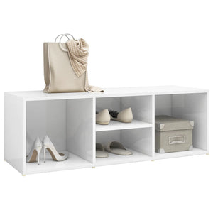 Schuhbank Hochglanz Weiß 105 cm