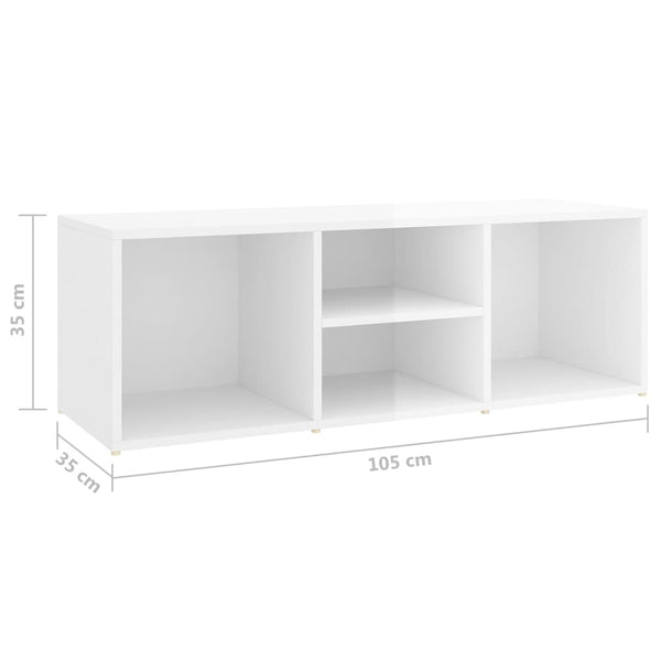 Schuhbank Hochglanz Weiß 105 cm
