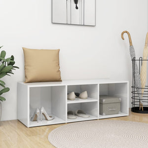 Schuhbank Hochglanz Weiß 105 cm