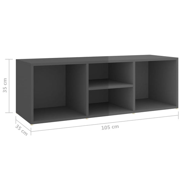 Schuhbank Grau Hochglanz 105 cm