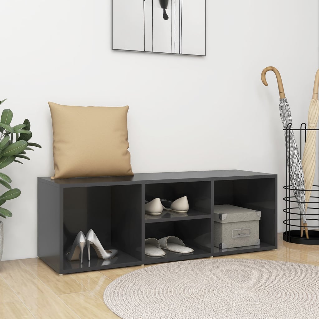 Schuhbank Grau Hochglanz 105 cm