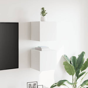Weiße TV-Wandschränke, 2er-Set