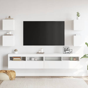 Weiße TV-Wandschränke, 4er-Set