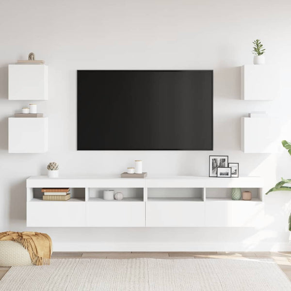 Weiße TV-Wandschränke, 4er-Set
