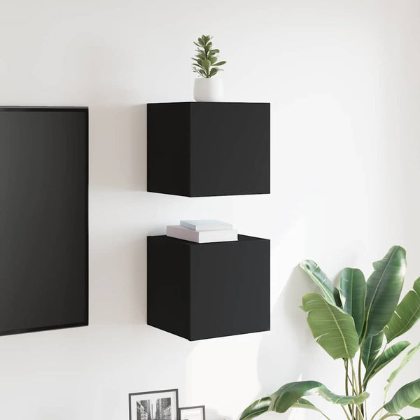 TV-Wandschränke Schwarz, 2er Set