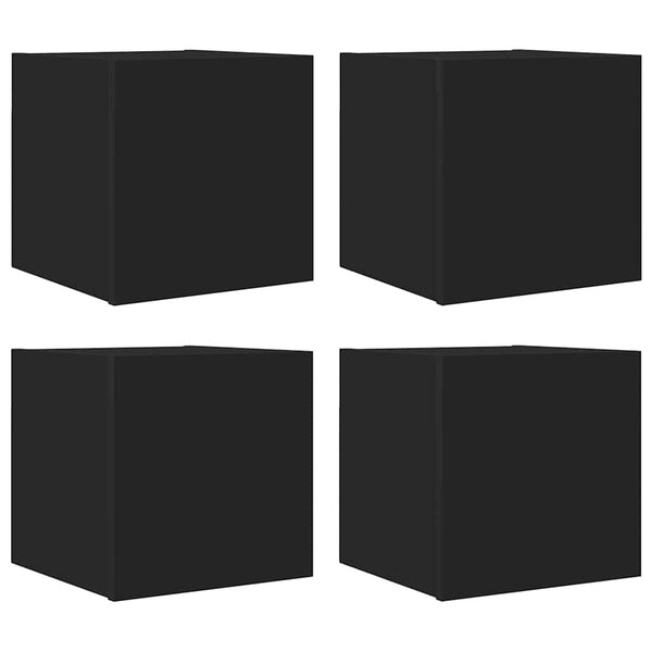 TV-Wandschränke, 4er Set, Schwarz