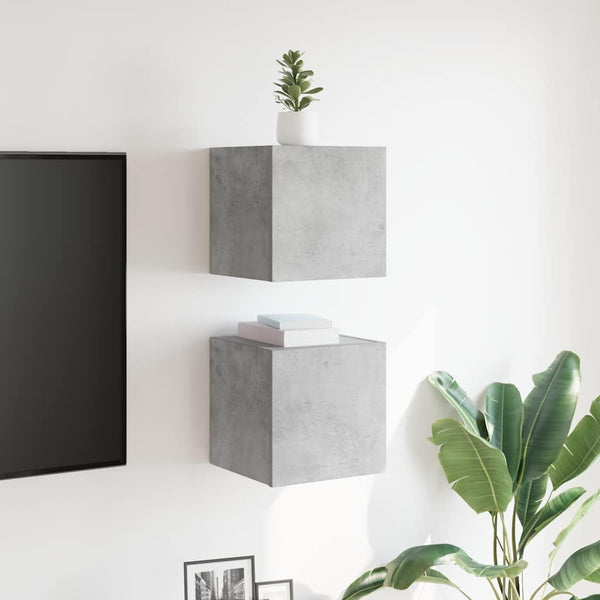 Betongraue TV-Wandschränke, 2er-Set