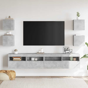 Betongraue TV-Wandschränke, 4er-Set