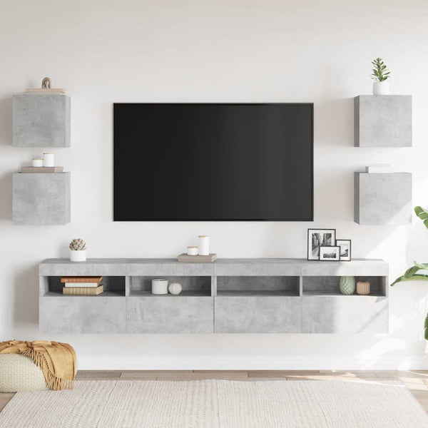 Betongraue TV-Wandschränke, 4er-Set