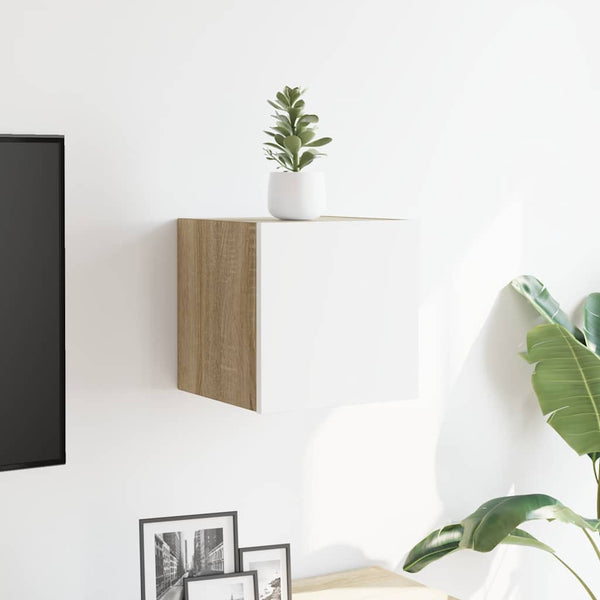 TV-Wandschrank Weiß Sonoma-Eiche 30,5 cm