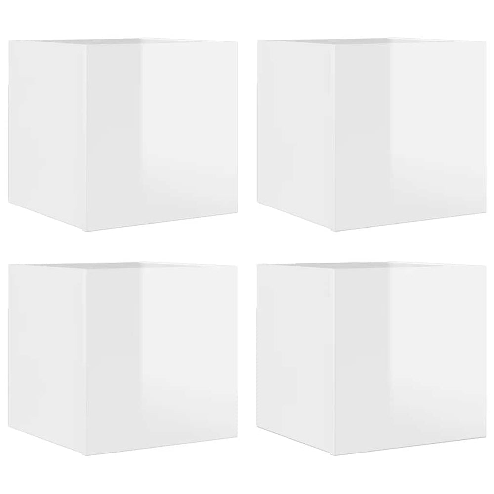 vidaXL Meubles TV muraux 4 pcs Blanc brillant 30,5x30x30 cm