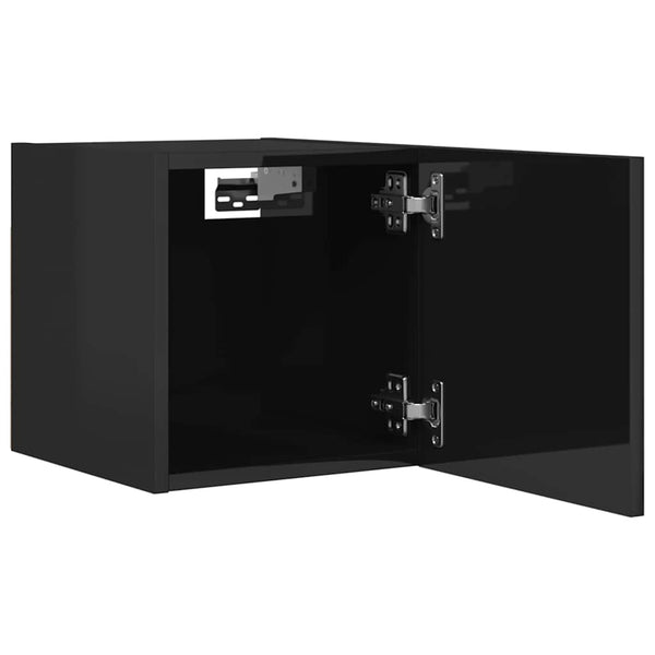 Hochglanz TV-Wandschrank Schwarz 30,5 cm