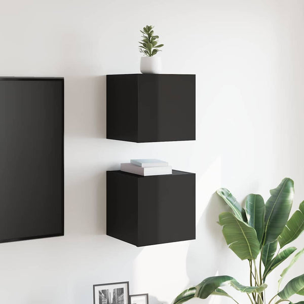 TV-Wandschränke Schwarz Hochglanz, 2er-Set
