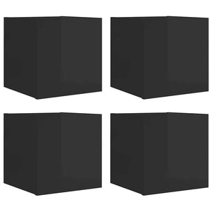 TV-Wandschränke, 4er Set, Hochglanz Schwarz