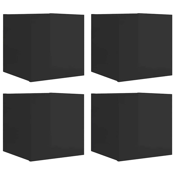 TV-Wandschränke, 4er Set, Hochglanz Schwarz