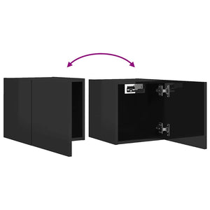 TV-Wandschränke, 4er Set, Hochglanz Schwarz