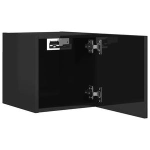 TV-Wandschränke, 4er Set, Hochglanz Schwarz