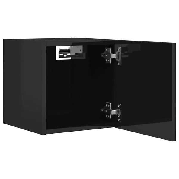 TV-Wandschränke, 4er Set, Hochglanz Schwarz
