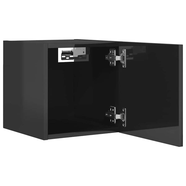 TV-Wandschränke, Hochglanz-Grau, 2er-Set