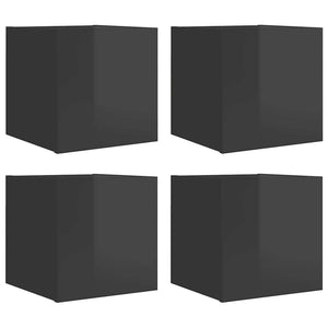 TV-Wandschränke Grau Hochglanz, 4er Set