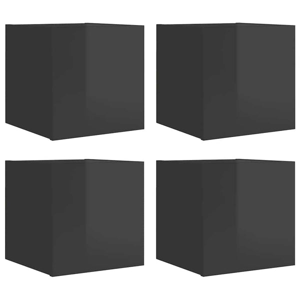 TV-Wandschränke Grau Hochglanz, 4er Set