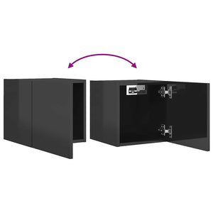 TV-Wandschränke Grau Hochglanz, 4er Set
