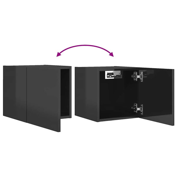 TV-Wandschränke Grau Hochglanz, 4er Set