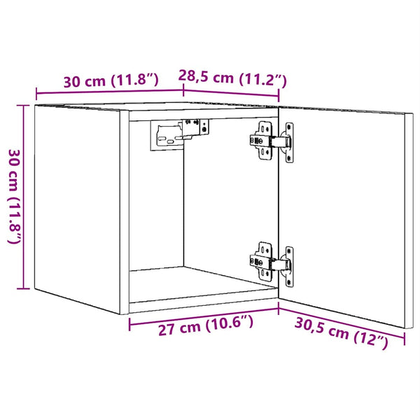 TV-Wandschränke Grau Hochglanz, 4er Set