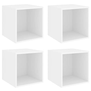 Weiße Wandschränke, 4er-Set, 37x37x37 cm